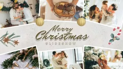 Merry Christmas Family Memory Photo Collage Greeting Winter Snow Slideshow