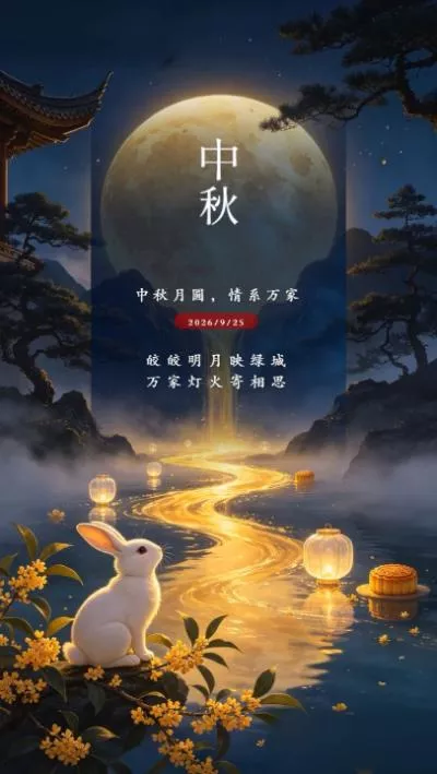 Mid Autumn Festival Blessing Wishes Greeting Card Reel