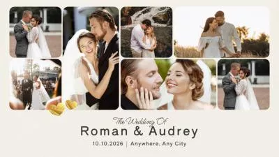 Minimalist Beige Wedding Memories Photo Collage Gallery Slideshow