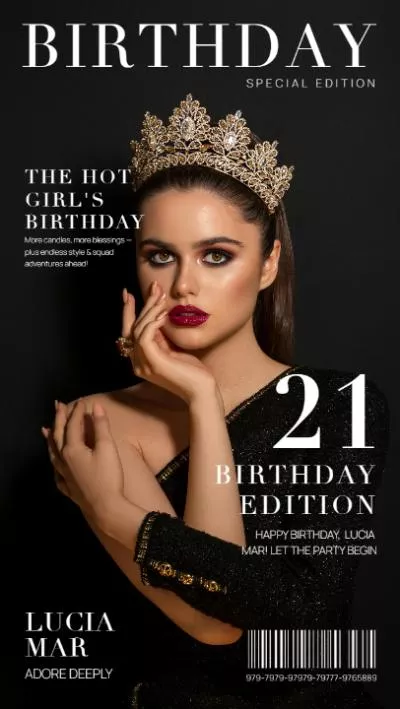 Modern Fashion Birthday Magazine Cover Style Photography Social Media Reel