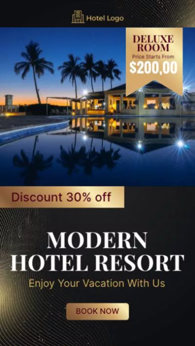 Promoção Moderna Dourada De Hotel De Negócio E Resort