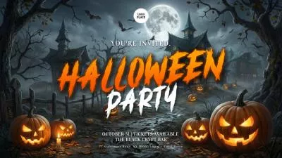  Night Smoke Pumpkin Halloween Horror Party Movie Style Invitation Card