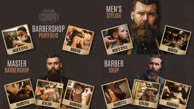  Nostalgia Vintage Barber Shop Hair Style Design Collage Promo