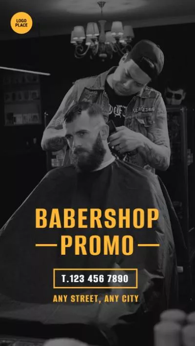 Promoção De Barbearia Empresarial Laranja Para Homem