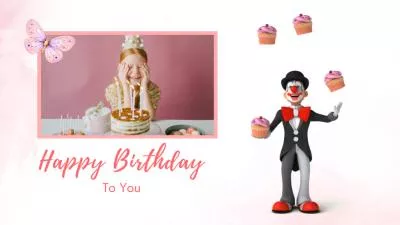 Pink Creative Funny Clown Send Happy Birthday Wishes Post Cover Intro