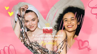 Slideshow De Rosa Fofo Coração Amigo Parabéns Mensagem De Aniversário