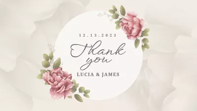 Pink Flower Love Wedding Thank You Card