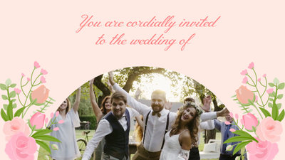 ピンク フレッシュ フローラル 結婚式 招待状