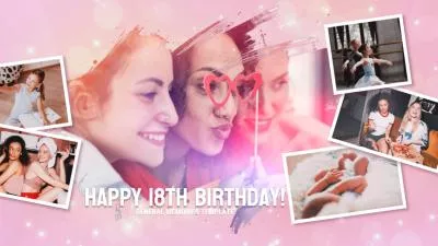 Pink Happy 18th Birthday Photo Collage Album Of Growth Memories Slideshow