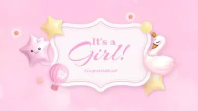 Pink Star Cute Birth Baby Name Revealed Photo Collage Slideshow