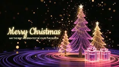 Purple Gold Magic Particle Countdown Merry Christmas New Year Holiday Greeting Message Slideshow