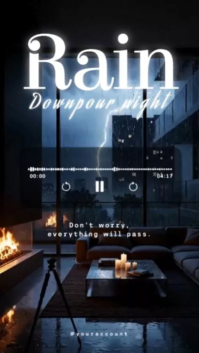 雨声夜晚放松睡眠音乐播放列表社交媒体故事