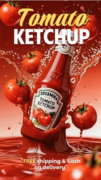 Realistic Commercial Food Tomato Sauce Advertising Promo