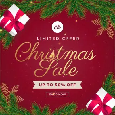 Realistische Frohe Weihnachten Instagram Post Sale Promo