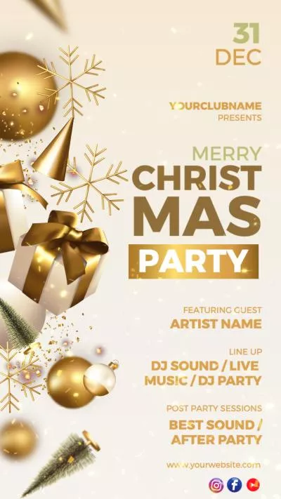 Golden Christmas Party Invitation