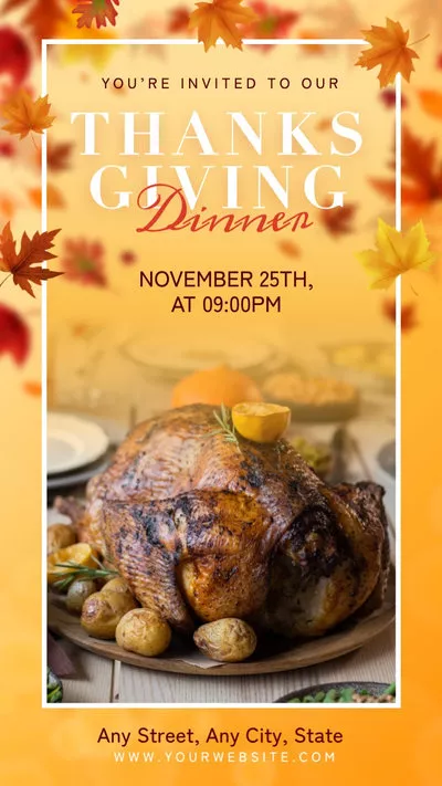 Realistic Thanksgiving Dinner Party Invitation Instagram