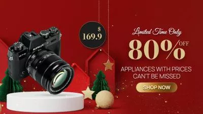 Red Christmas Products Sale Winter Promo 3d Ads