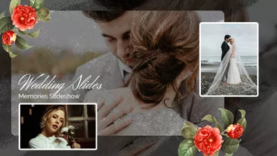 Red Flower Brush Wedding Love Collage Slideshow