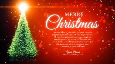 红绿树圣诞快乐商务贺卡新年假期介绍