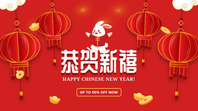 红色快乐中国新年问候介绍结尾