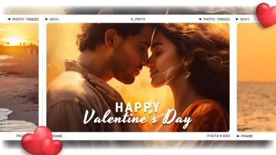 Red Heart Happy Valentines Day Film Polaroid Photo Collage Love Message Propose Slideshow