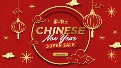 Red Lucky Happy Chinese New Year Big Sale Discount Promo Slideshow