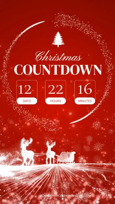 Red Merry Christmas Elk Particle Countdown Instagram Story