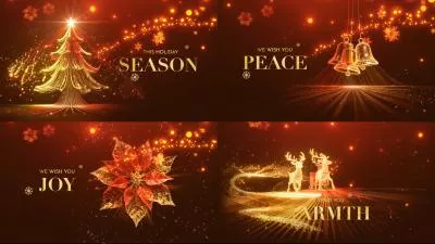 Red Particle Merry Christmas And New Year Wish Greeting Photo Slideshow