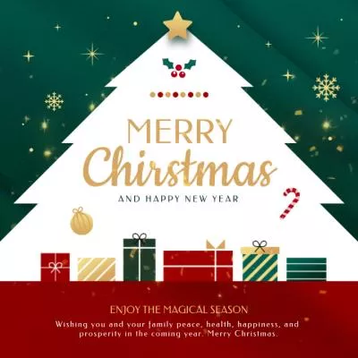 Red Simple Merry Christmas Greeting And Dessert Food Sale