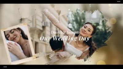 レトロスタイルの映画、結婚式の写真と思い出のスライドショー