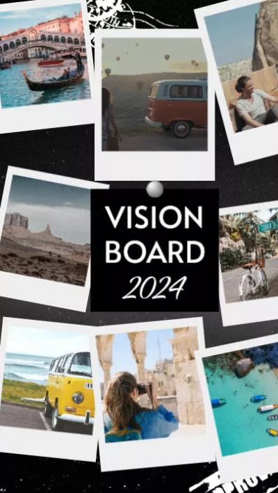 Retro Style Vision Board Travel Wish List Photo Collage