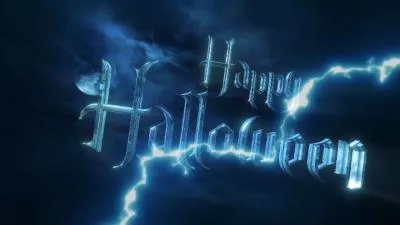 Scary Night Halloween 3D Text Lightning Effect Intro