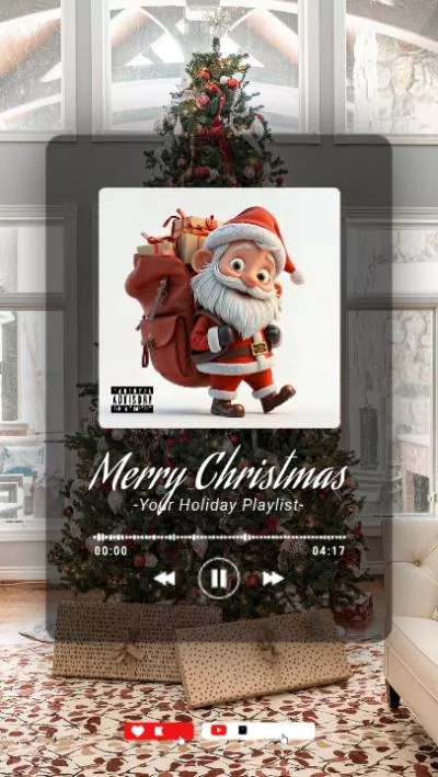 Simple Cute Santa Christmas Holiday Music Playlist Social Media Story