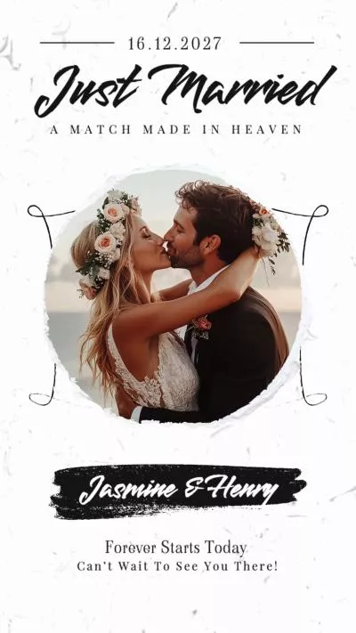 Simple Draw Save The Date Wedding Invitation Instagram Story