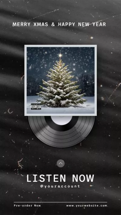 シンプルモダン、雪、クリスマスツリー、ビニールCD、音楽、インスタグラムストーリーの注文