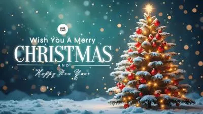 Simple Particle Winter Snow Merry Christmas Tree Holiday Business Greeting Card Intro