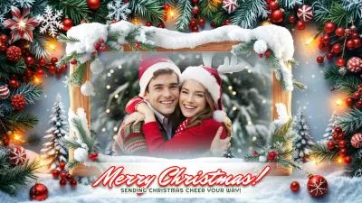 Snow Frame Merry Christmas New Year Family Memories Collage Slideshow