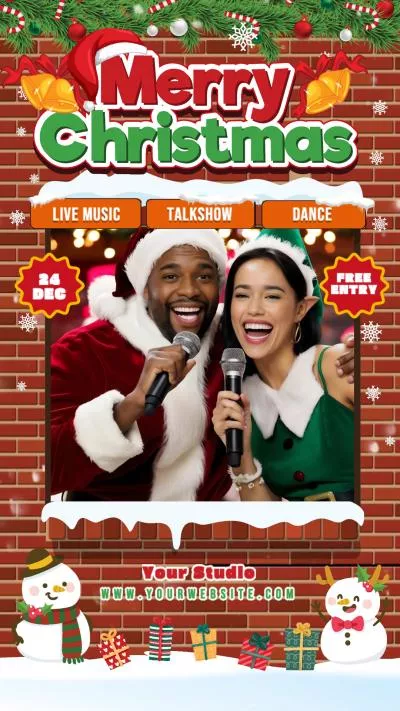 Snow Magic Merry Christmas Club Music Show Party Invite Promo Story