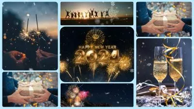 Snow Overlay New Year Countdown Photo Collage Greeting Card
