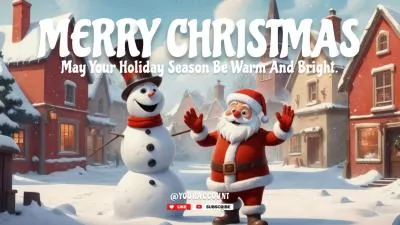 雪だるま、サンタクロース、漫画、メリークリスマス、ホリデー、グリーティング、YouTube イントロ