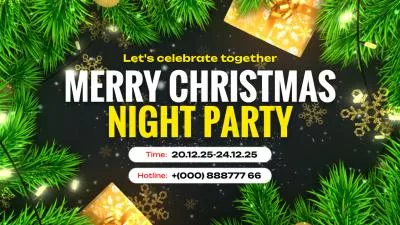 Sparkling Merry Christmas Party Holiday Invitation Club Promo Slideshow