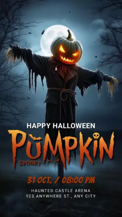 Spooky Pumpkin Halloween Night Party Invitation Flyer Tiktok Reel