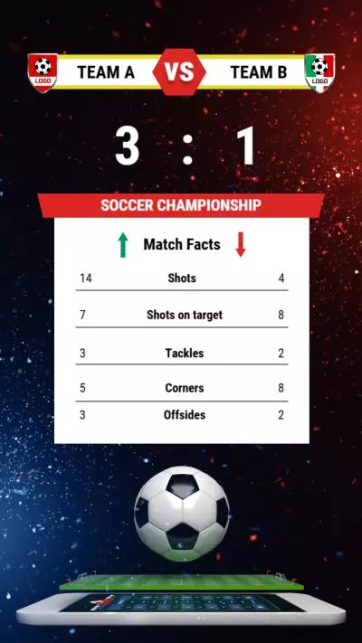 Team Vs Match Stats Soccer Game Analysis Vertical Social Media Reel