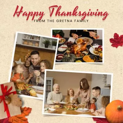Thanksgiving Day Holiday Maple Leaf Gift Family Photo Collage Instagram Post