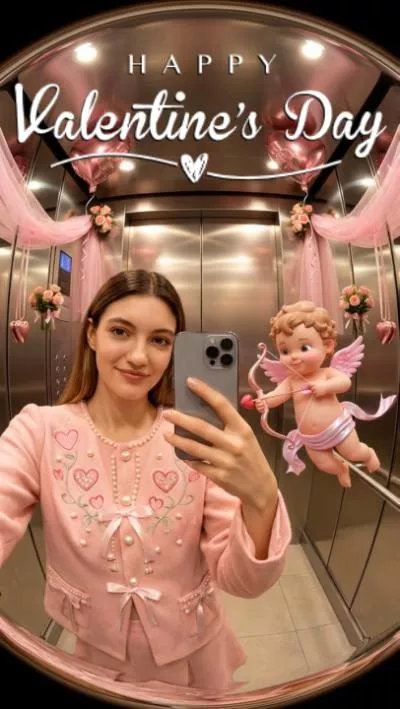Valentine Cupid Elevator Selfie