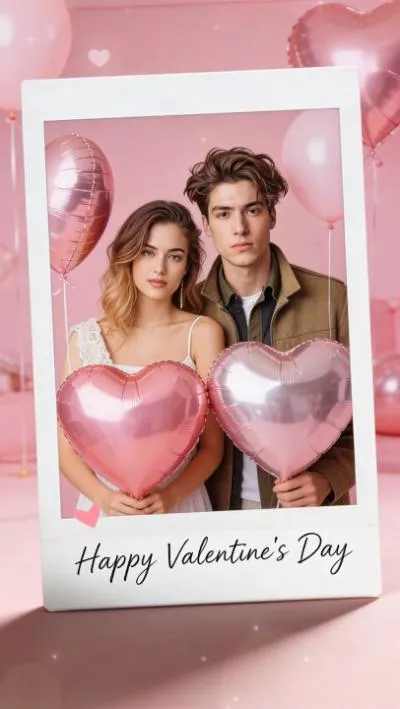 Valentines Day Couple Kiss Polaroid