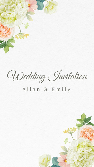 Convite De Casamento Floral Vertical