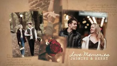 Vintage Film Countdown Romantic Love Memories Wedding Propose Photo Blur Frame Collage Slideshow
