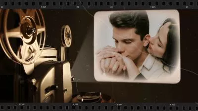  Vintage Movie Projector Style Photo Collage Slideshow Of Romantic Love Memories Album