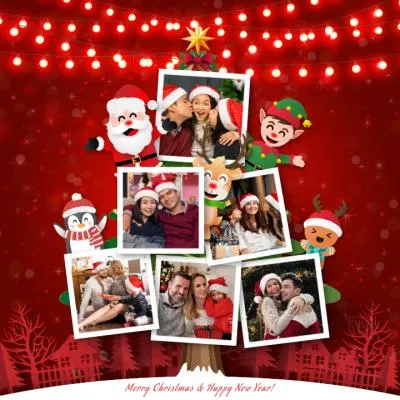  Warm Family Merry Christmas Tree Photo Collage Instagram Post